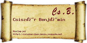 Csiszér Benjámin névjegykártya