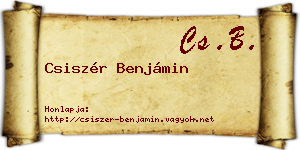 Csiszér Benjámin névjegykártya